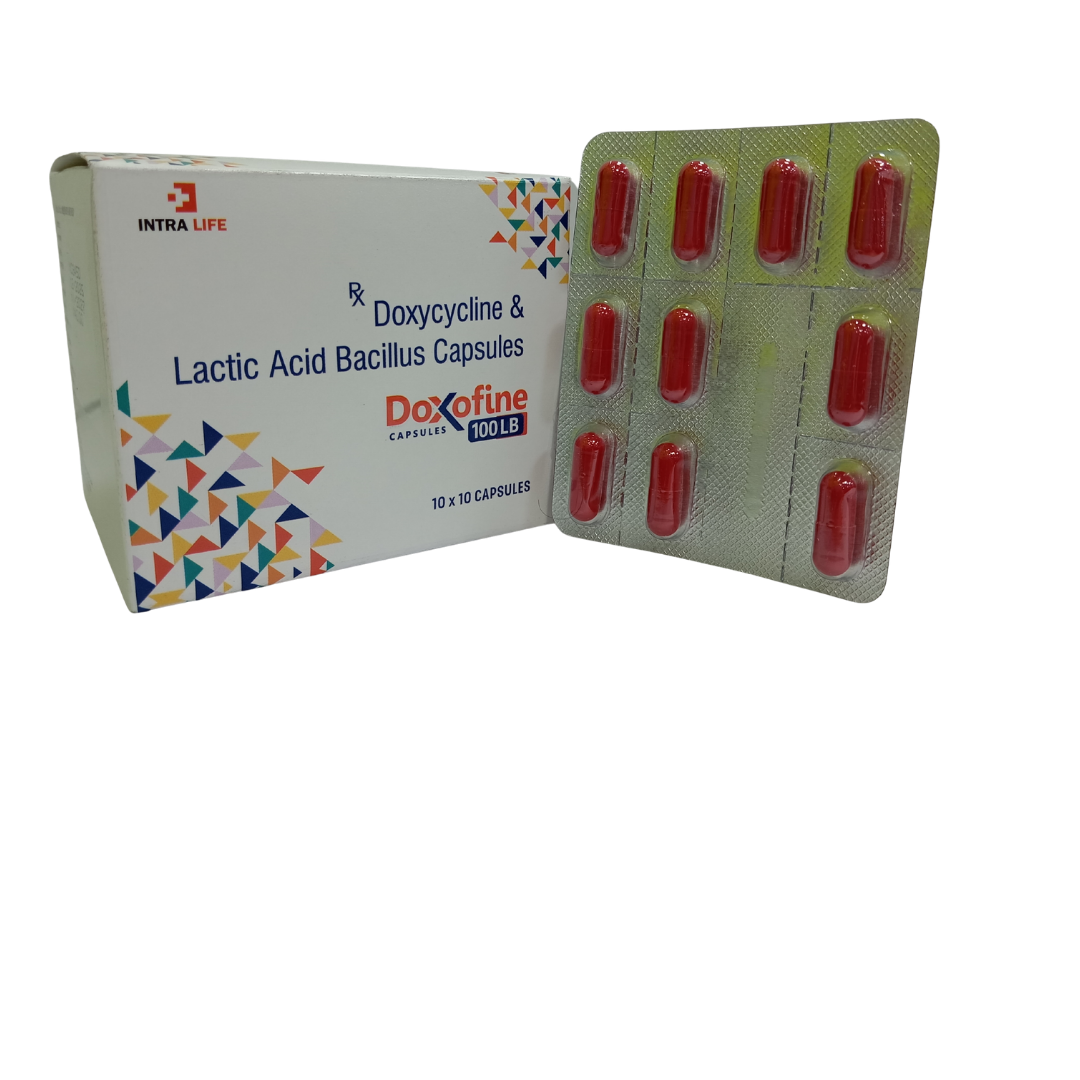 DOXOFINE-100 LB – Doxycycline 100mg Probiotic Tablet India